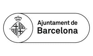 Un logo en blanco y negro con las palabras 'ajuntament de barcelona'.