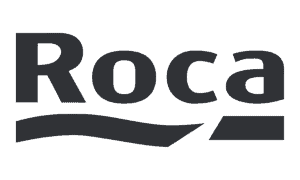 Logotipo de Roca sobre fondo blanco.