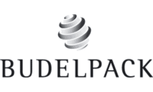 Logotipo de Budepack sobre fondo blanco.