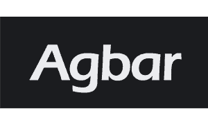 Logotipo de Agbar sobre fondo negro.