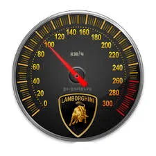 Un velocímetro con el logo de Lamborghini.